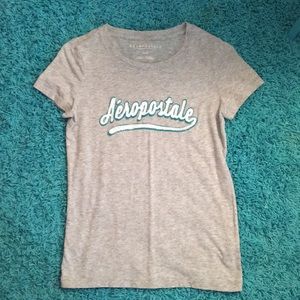 Grey and Teal Aeropostale Tee